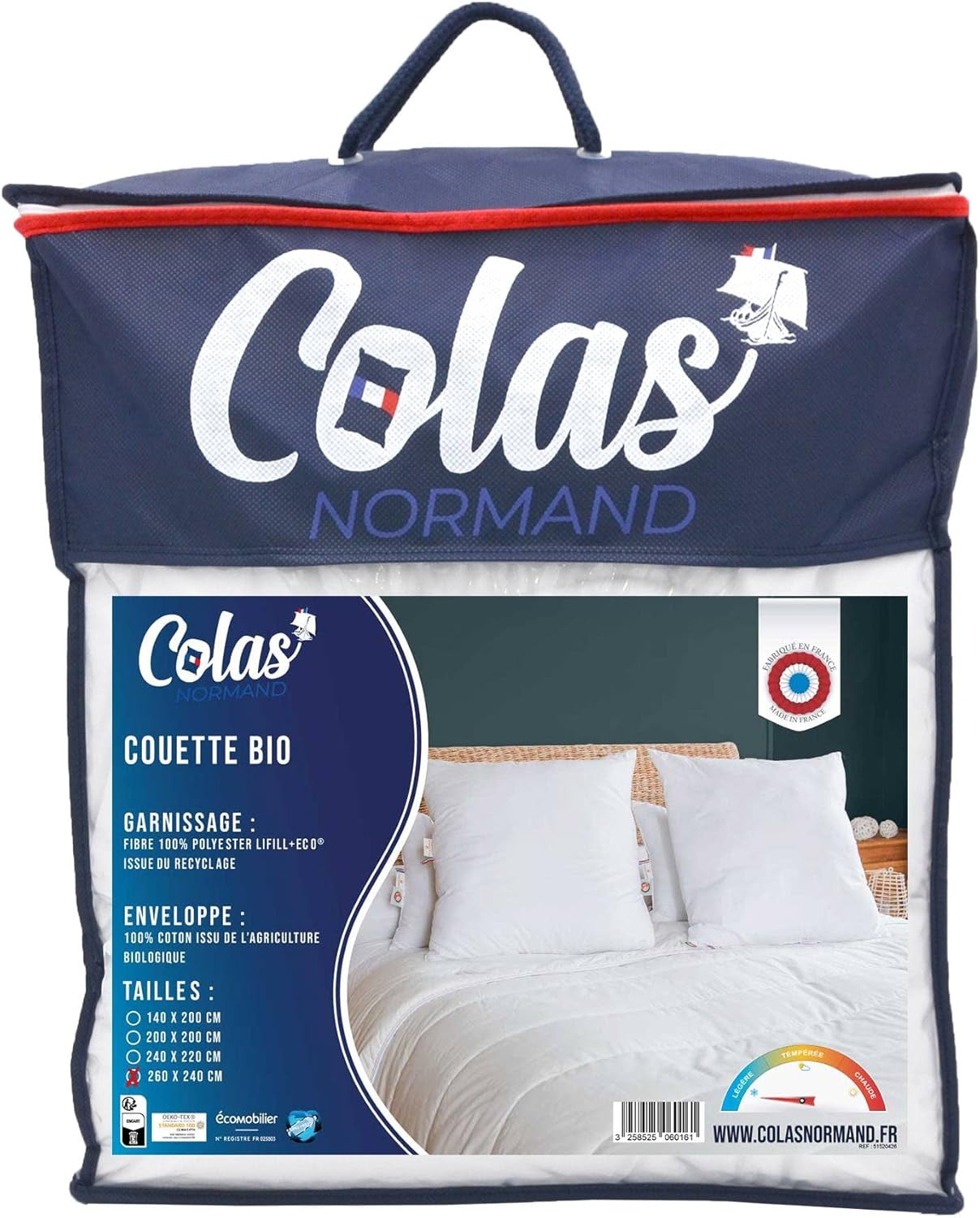 COLAS NORMAND Steppdecke 260 x 240 cm, Bio-Baumwolle und recycelte Füllung, leicht, weich, maschinenwaschbar bei 40 °C Steppdecken und Steppdecken Naty Shop Standardtitel