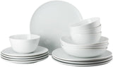 Rosenthal Junto White Geschirrset, Porzellan, weiß, flache Teller, Speiseteller Ø 22 cm, Speiseteller Ø 21,5 cm und Müslischalen Ø 14 cm, 0,62 l, spülmaschinen- und mikrowellengeeignet, Set für 4 Personen