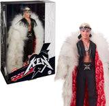 Barbie The Movie-Sammlerpuppe Ken mit großem Kunstpelzmantel und schwarzer Fransenweste mit Bandana, HRF31