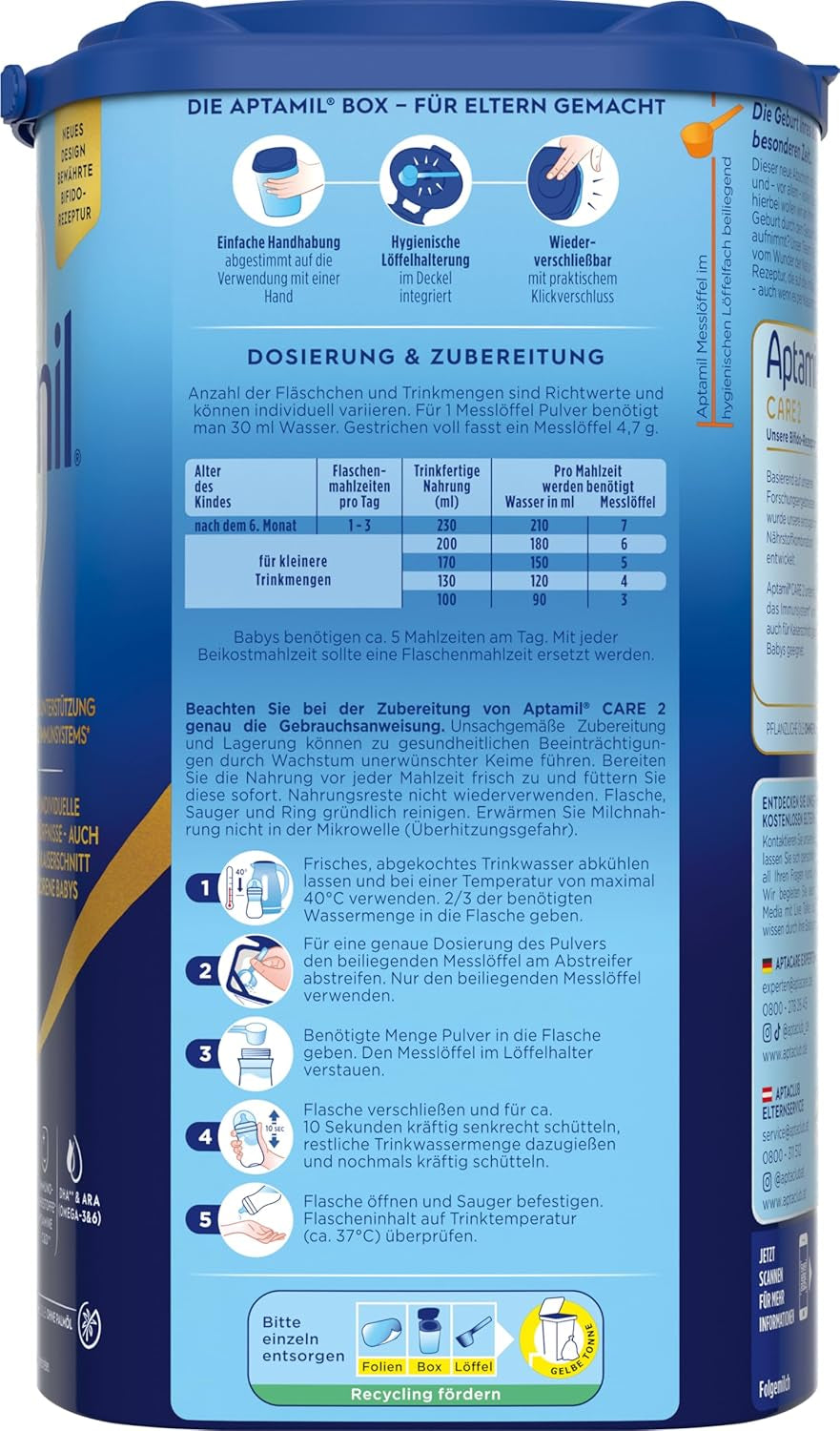 Aptamil Care 2 – Auch für Kaiserschnitt-Babys geeignet – 1 x 800 g