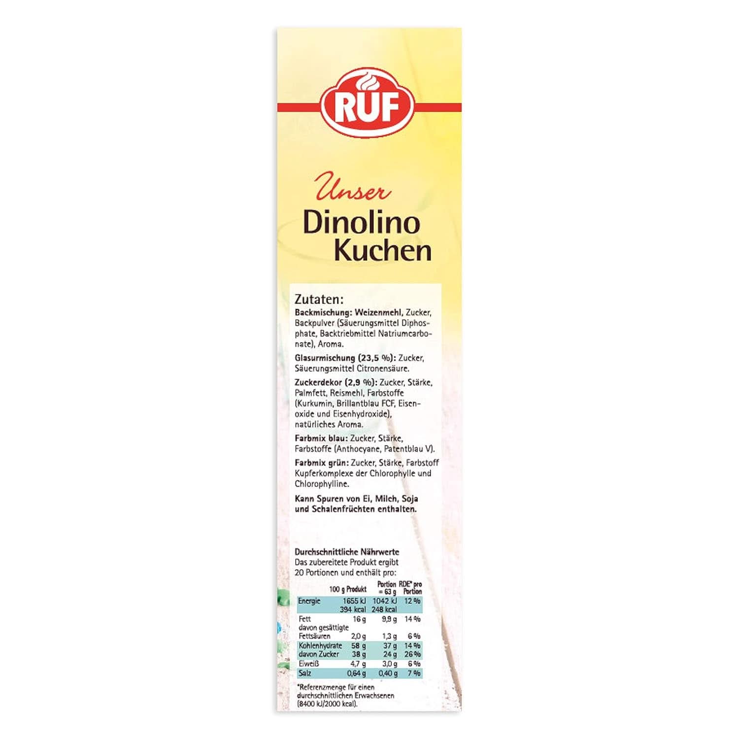 RUF Dinolino Cake, Tricolor-Blechkuchen mit Zitronengeschmack, 850 Gramm Sprinkles Naty Shop