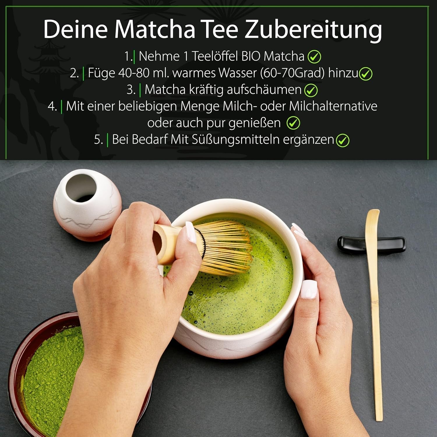 Zeremonieller Matcha BIO-Qualität 100G grüner Tee 100 % Bio-Grüntee-Matcha-Pulver