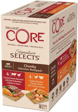 Wellness CORE Signature Selects 8 x 79 g, Mischung aus Rind, Huhn und Truthahn – Nassfutter für Katzen, köstliche Streifen in Soße, getreidefrei, natürlich, hypoallergen, proteinreich, reich an Fleisch