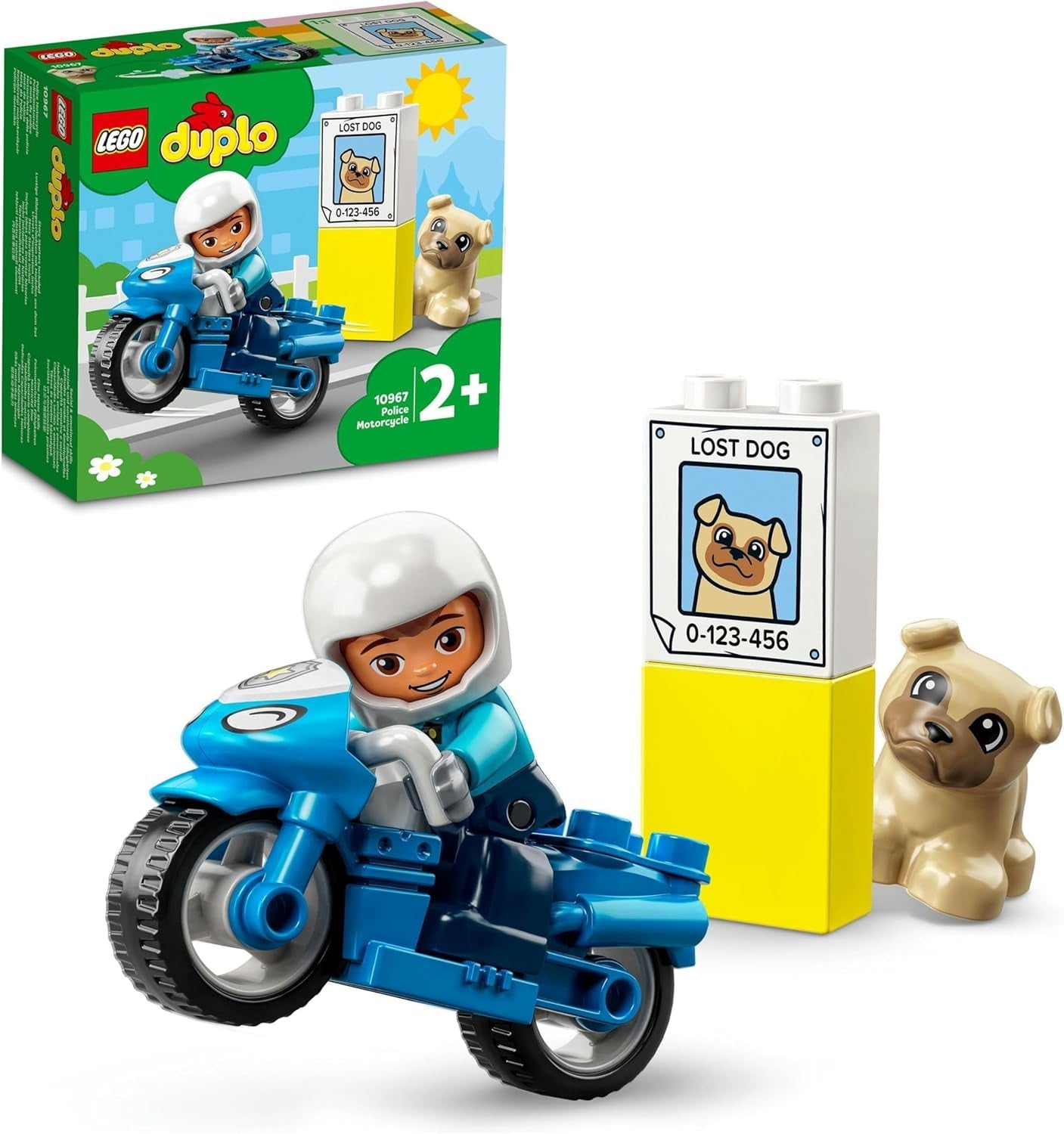 LEGO 10967 DUPLO Polizeimotorrad, Polizeispielzeug für Kleinkinder ab 2 Jahren, ideales Spielzeug für die motorischen Fähigkeiten von Babys, Spielzeug-Motorrad-Bausets Besuchen Sie den LEGO-Store Single