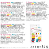 Scrapcooking – Set mit 3 Pulver-Lebensmittelfarben – Rot, Gelb, Blau – Lebensmittelfarbe zum Backen, Kuchen, Plätzchen, Plätzchen, Teig, Fondant, Regenbogenkuchen – 4011