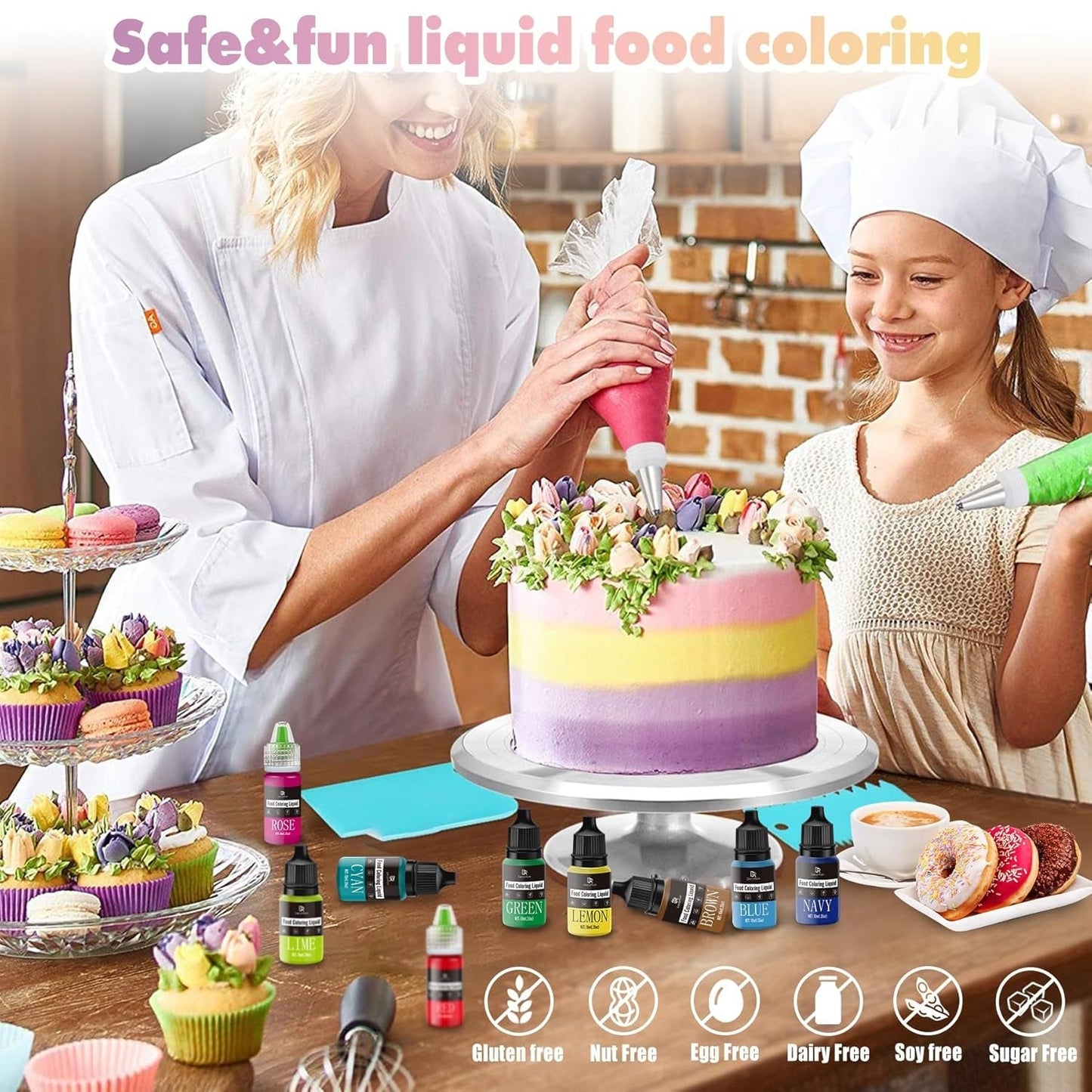Lebensmittelfarbe – 20 Farben x 10 ml, konzentrierte flüssige Lebensmittelfarbe zum Dekorieren von Kuchen, Backen, Keksen, Macarons – zuckerfreie Lebensmittelfarbe für Getränke, Kuchendekoration, selbstgemachten Schleim, Ostereier
