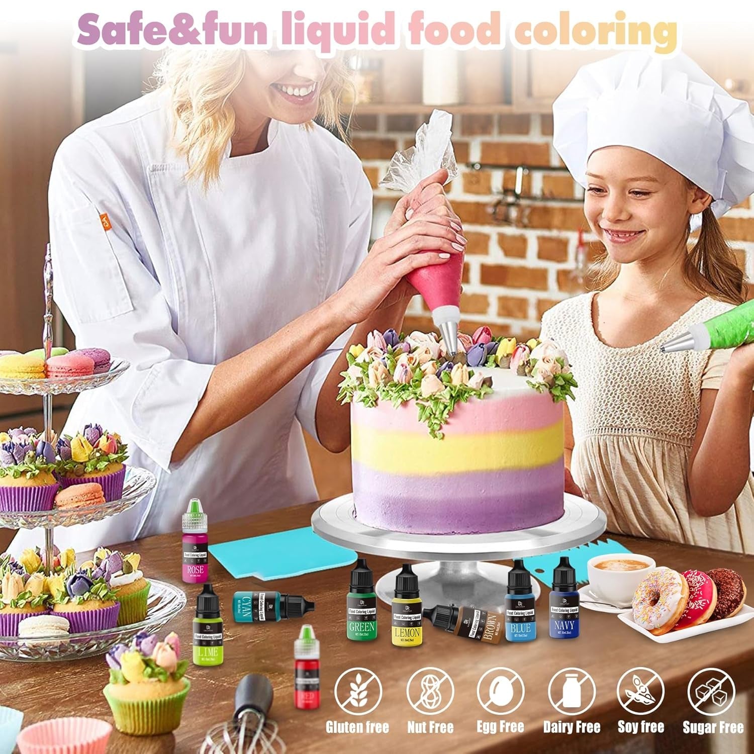 Lebensmittelfarbe – 20 Farben x 10 ml, konzentrierte flüssige Lebensmittelfarbe zum Dekorieren von Kuchen, Backen, Keksen, Macarons – zuckerfreie Lebensmittelfarbe für Getränke, Kuchendekoration, selbstgemachten Schleim, Ostereier