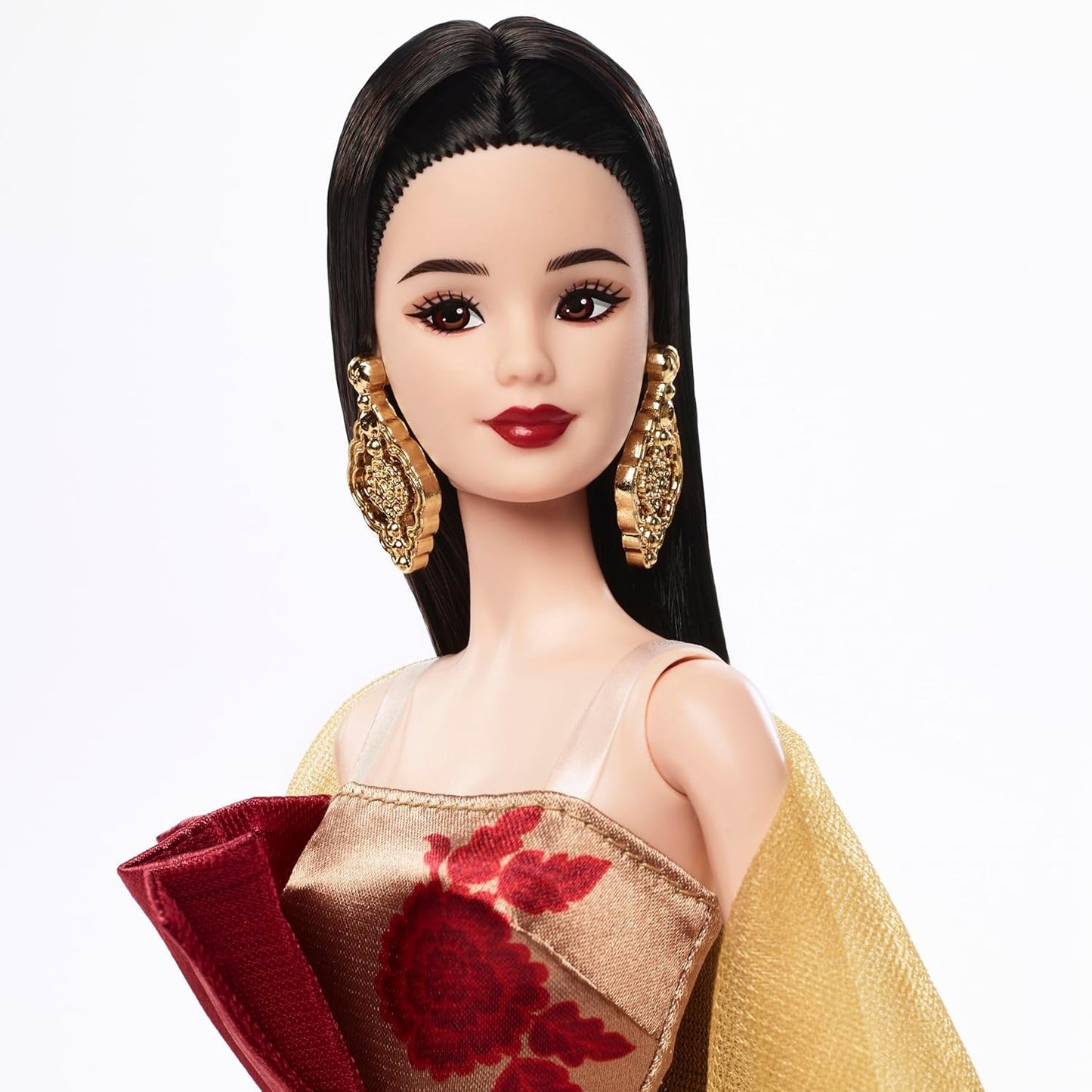 Barbie Signature Lunar New Year Puppe im roten Kleid mit goldenen Pfingstrosen, Sammlungsspielzeug JJX83