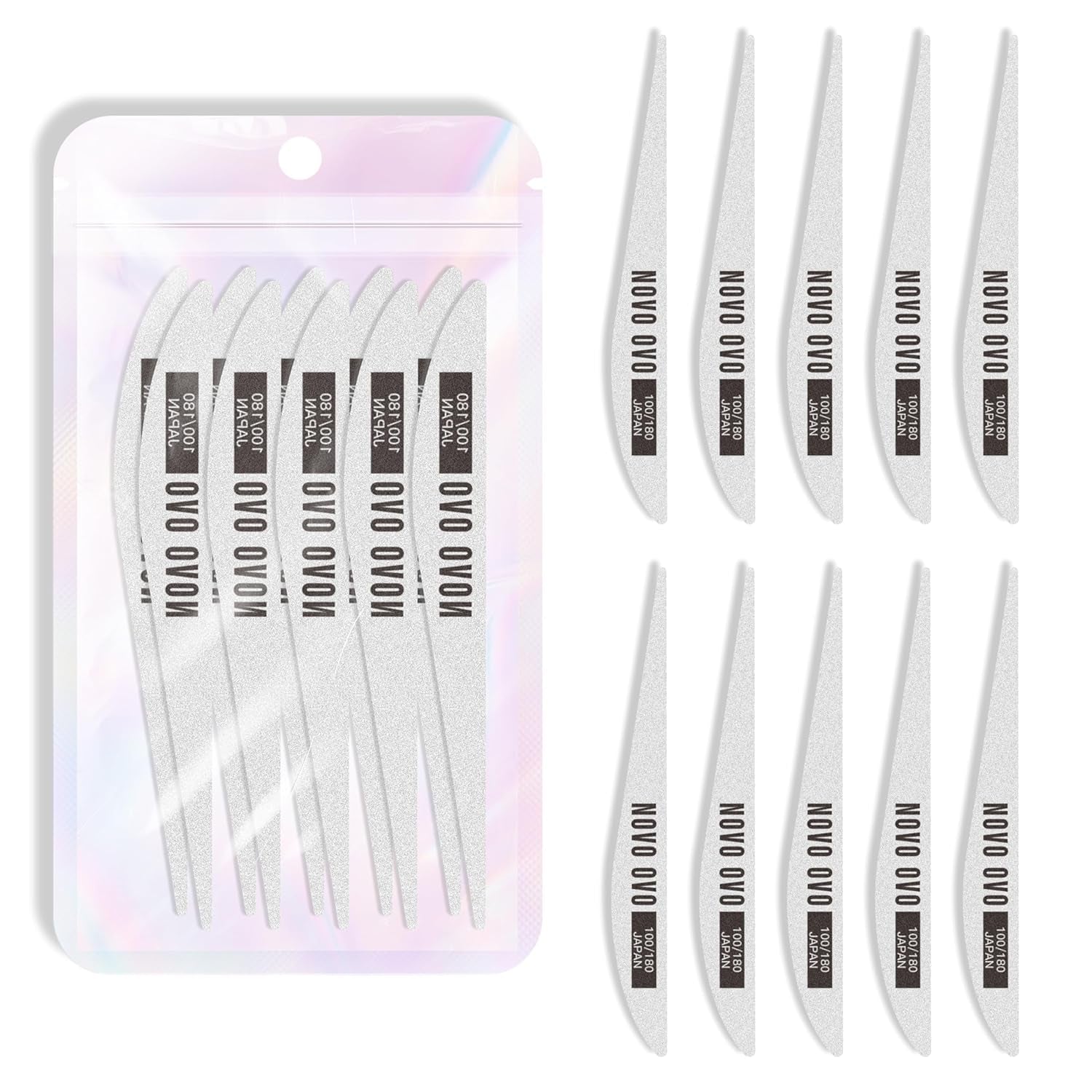 NOVO OVO 360 Stück leicht abreißbare Klebefolie zum Aufdrücken von Nägeln, transparent, doppelseitig, für Nagelkunst, Befestigung/Verpackung/Aufbewahrung/Übung/Zubehör, 30 Stück x 12 Blatt