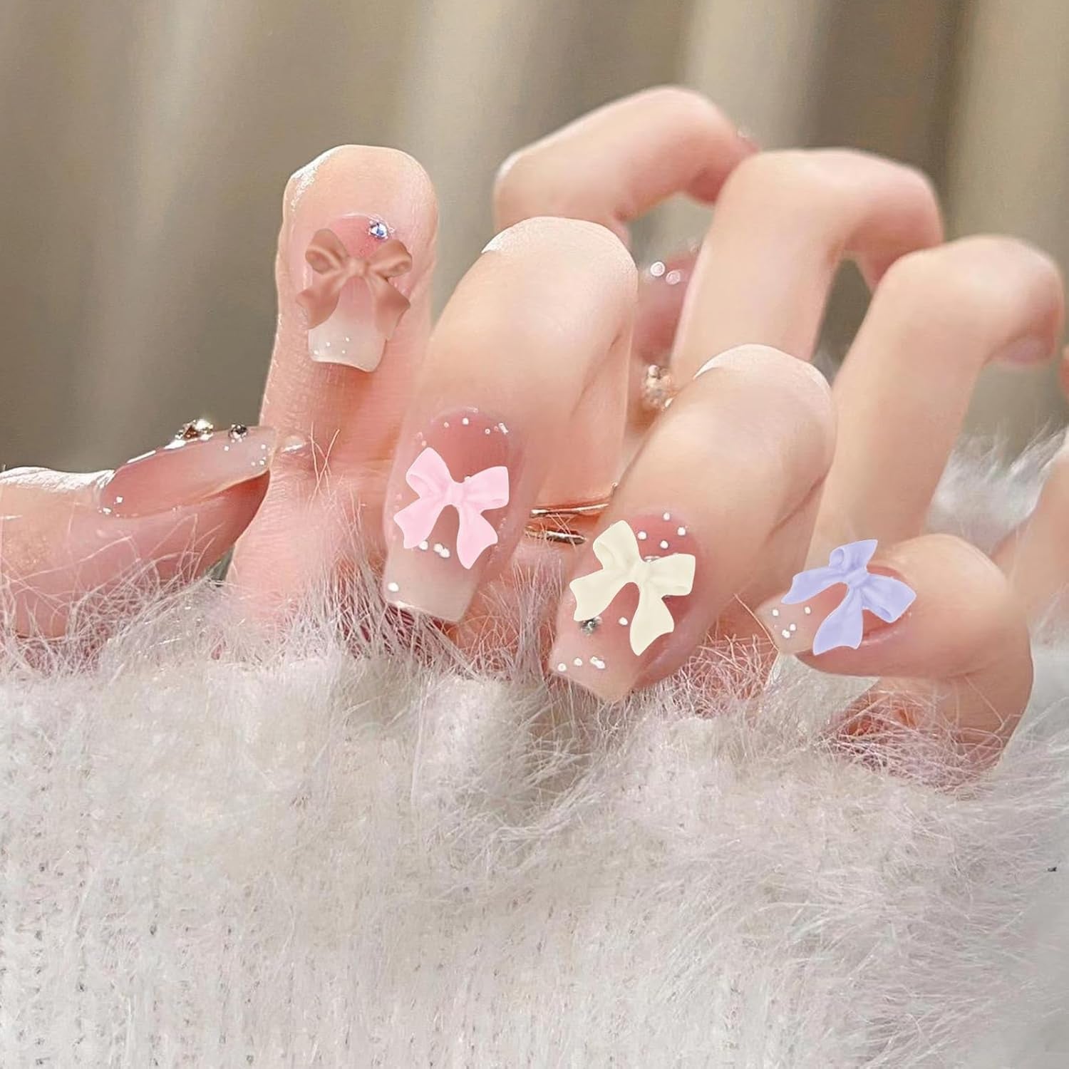 500 Stück 3D Nägel Charm Schleifen Charms Nägel Nail Art Charms Schleife Nagel Charms Nägel Nail Art Schleifen Nageldekorationen Mit Aufnahmewerkzeug Für Frauen Und Mädchen Nagel-Diy-Zubehör