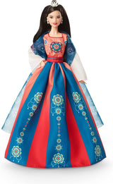 BARBIE Lunar New Year Puppe – Sammelfigur mit traditioneller Hanfu-Robe und chinesischem Druck, inspiriert von Dunhuang-Höhlenmalereien, einschließlich Puppenständer und Echtheitszertifikat, HJX35