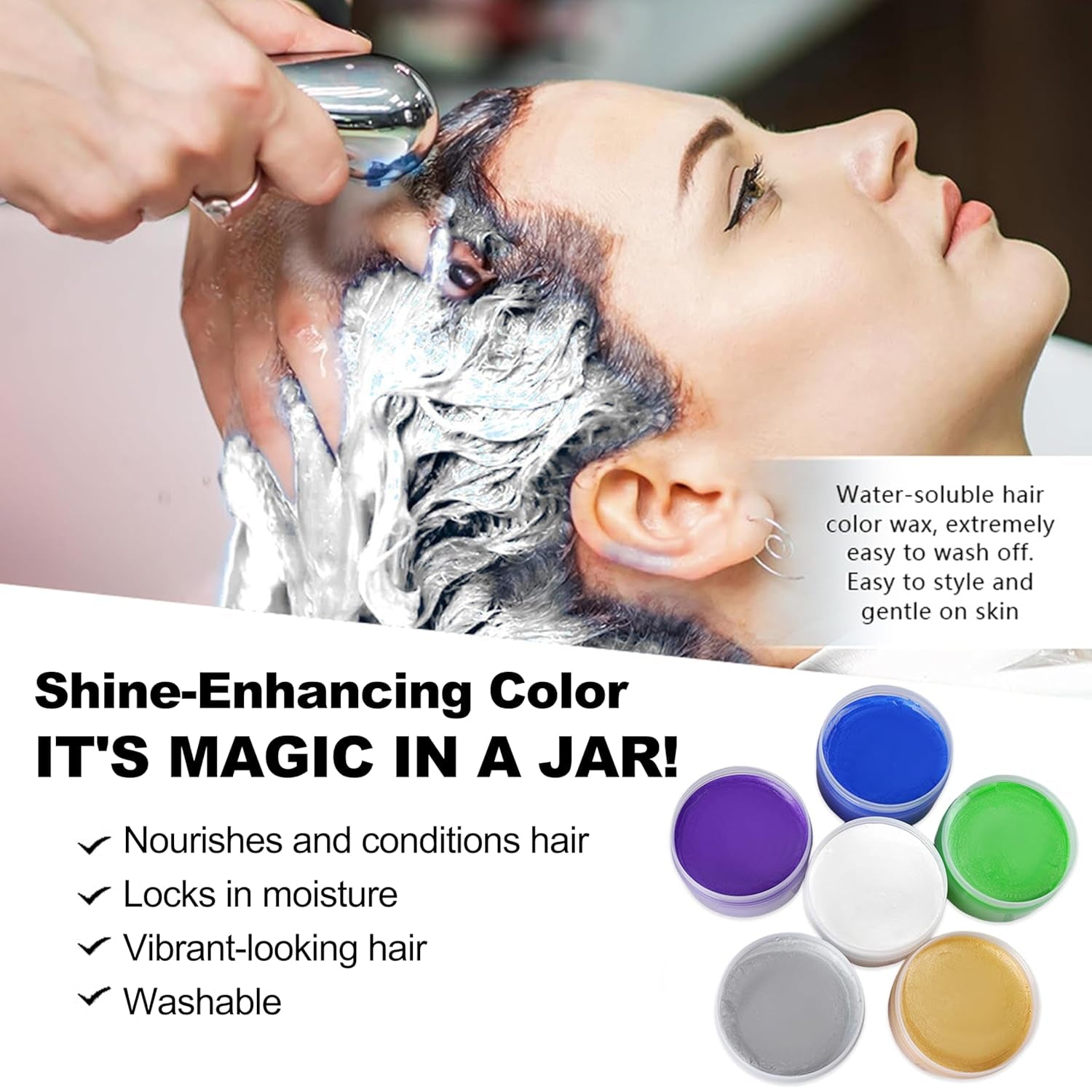 Grüne temporäre Haarfarbe, Styling-Haarfarbe für Männer und Frauen, natürliche Haarpomade, Haarfärbewachs für Party, Cosplay & Halloween, Weihnachten, cremefarbene temporäre Haarfarbe (100 g, grün) Naty Shop Haarfarbe