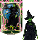 Mattel Wicked Elphaba Modepuppe und Zubehör mit grüner Haut, schwarzem geflochtenem Haar, verschiedenen möglichen Posen und abnehmbarem Ballkleid-Aussehen, HXT62, [Mehrfarbig]