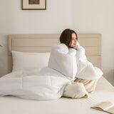 Good Nite Einzelbett-Bettwäsche-Set, 15 Tog, Winterwärme, Einzelbett, weiches Polyester, Hohlfaser, weiße Bettwäsche mit Eckstreifen, maschinenwaschbar (weiß, 15 Tog, 130 x 150 cm) Naty Shop Quilts & Quilts