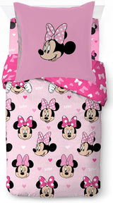 Bettwäsche für Kinder, Disney-Figuren, 100 % Baumwolle Bettwäsche – Kinder Naty Shop Pink – Minnie Mouse 135X200/80X80 (3 Stück)