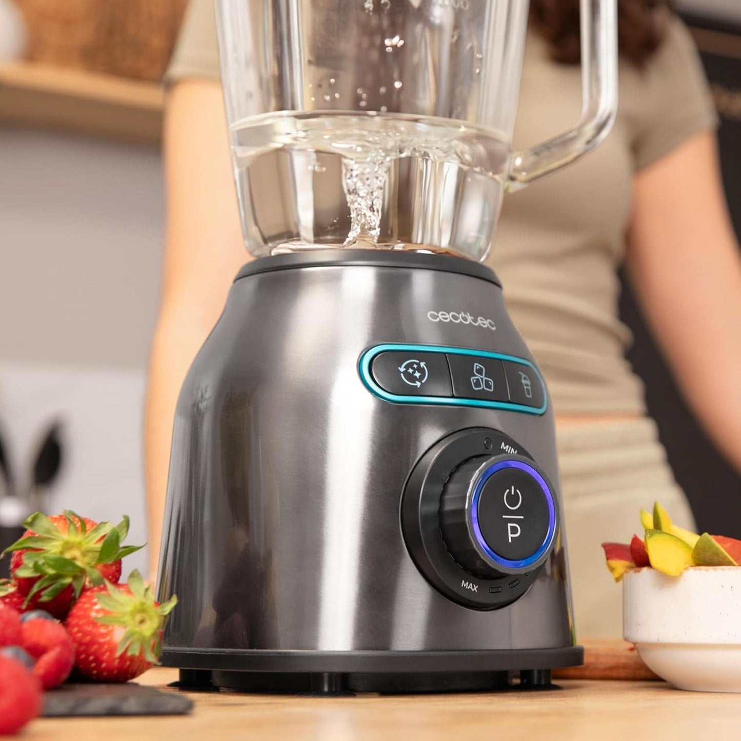 Cecotec Standmixer Power Black Titanium 2200MAX Smooth, 2200 W Maximale Leistung, 6 Klingen Aus Edelstahl, Ice-Crush-Funktion, Turbo- Und Smoothie-Funktion, Autoclean-Funktion Kitchen Naty Shop