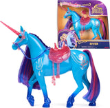 Unicorn River Einhorn-Akademie – 28 cm hohes, originales Isabel-Einhorn aus der Netflix-Serie, mit echter Mähne und Schweif, abnehmbarem Zaumzeug und Sattel sowie Bürste, für Kinder ab 4 Jahren