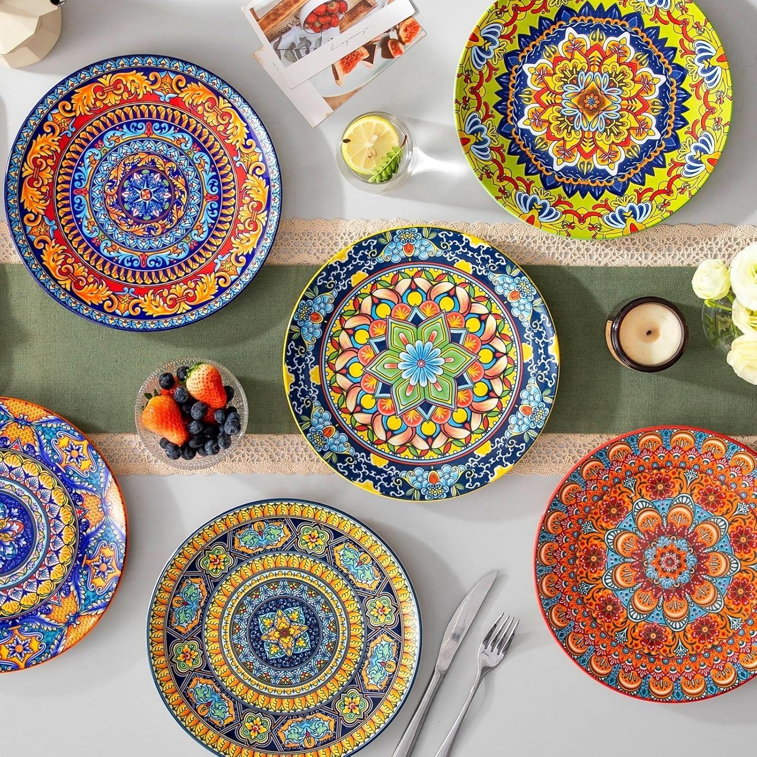 Speiseteller-Set für 6 Personen, vancasso KRVI Teller-Set für 6 Personen, Teller-Set Ø 27 cm, spülmaschinen- und mikrowellengeeignet, Pastateller, Frühstücksteller, Kuchenteller