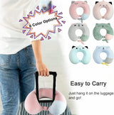 Nackenkissen, Kinder-Nackenkissen für Flugzeug, Auto, Zug, Reisen, Erwachsene, Memory-Schaum-Reisekissen, niedliches Tiermuster, U-förmiges Kissen, abnehmbarer Bezug (Pink2), orthopädische Nackenkissen von Naty Shop