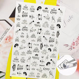 7 Blätter Nagelsticker Selbstklebend Nagelsticker Blumen Abstrakt 3D Schwarz Nagelaufkleber Nageldesign Herzform Wörter Pflanzen Nagel Sticker DIY Nail Art Zubehör Maniküre Dekoration