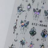 3D Metallic Schwarz Schmetterling Nagelaufkleber – Laser Pink Aurora Nagelaufkleber – Punk Butterfly Nail Art Aufkleber – Silber Nagelaufkleber – Nageldesign Zubehör