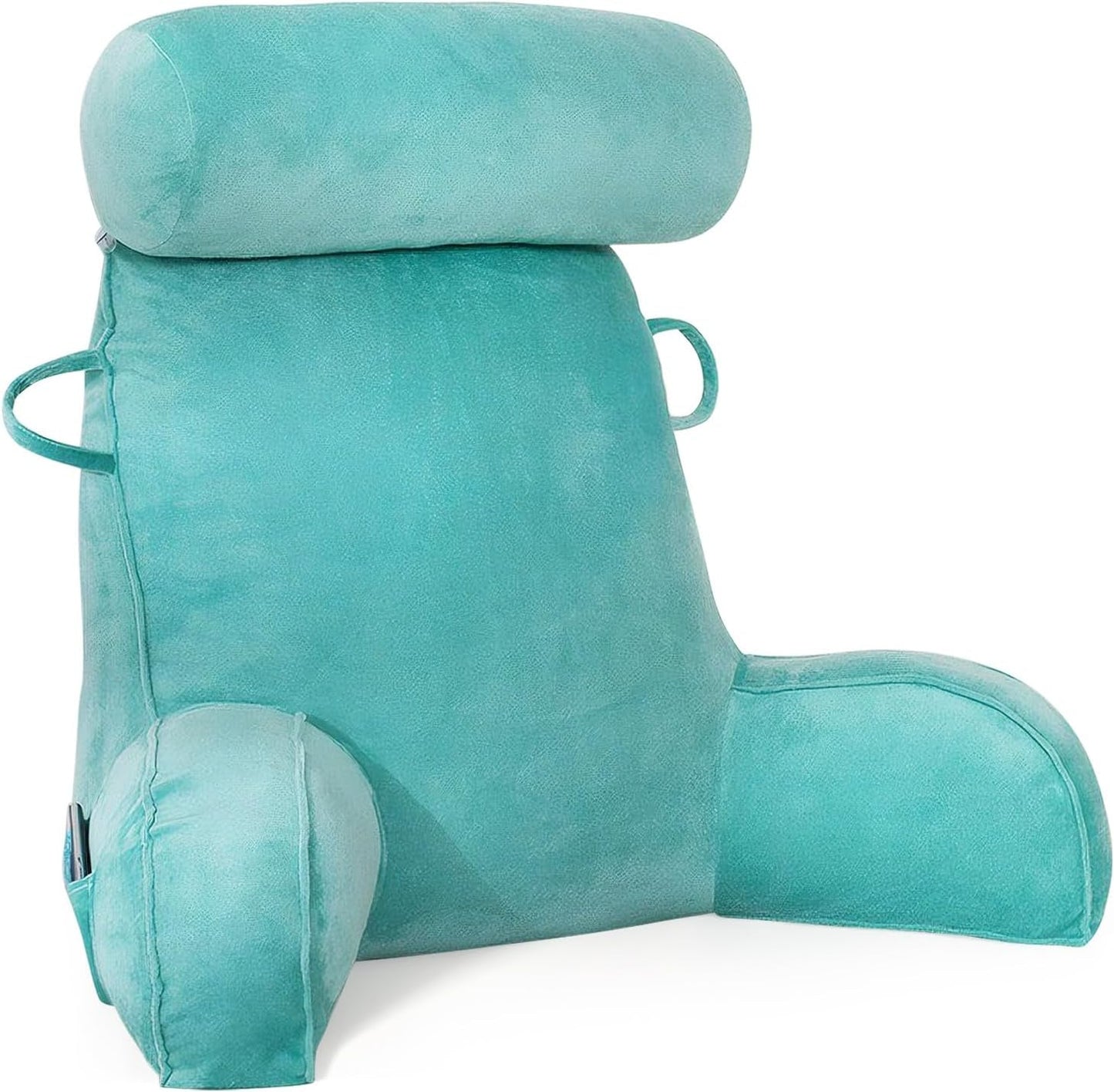 XL-Lesekissen für Bett und Sofa mit abnehmbarer Nackenrolle, ideales Rückenkissen für Erwachsene mit Memory-Schaum für bequemes Lesen, Arbeiten, Spielen, Fernsehen, Entspannen (Pink)
