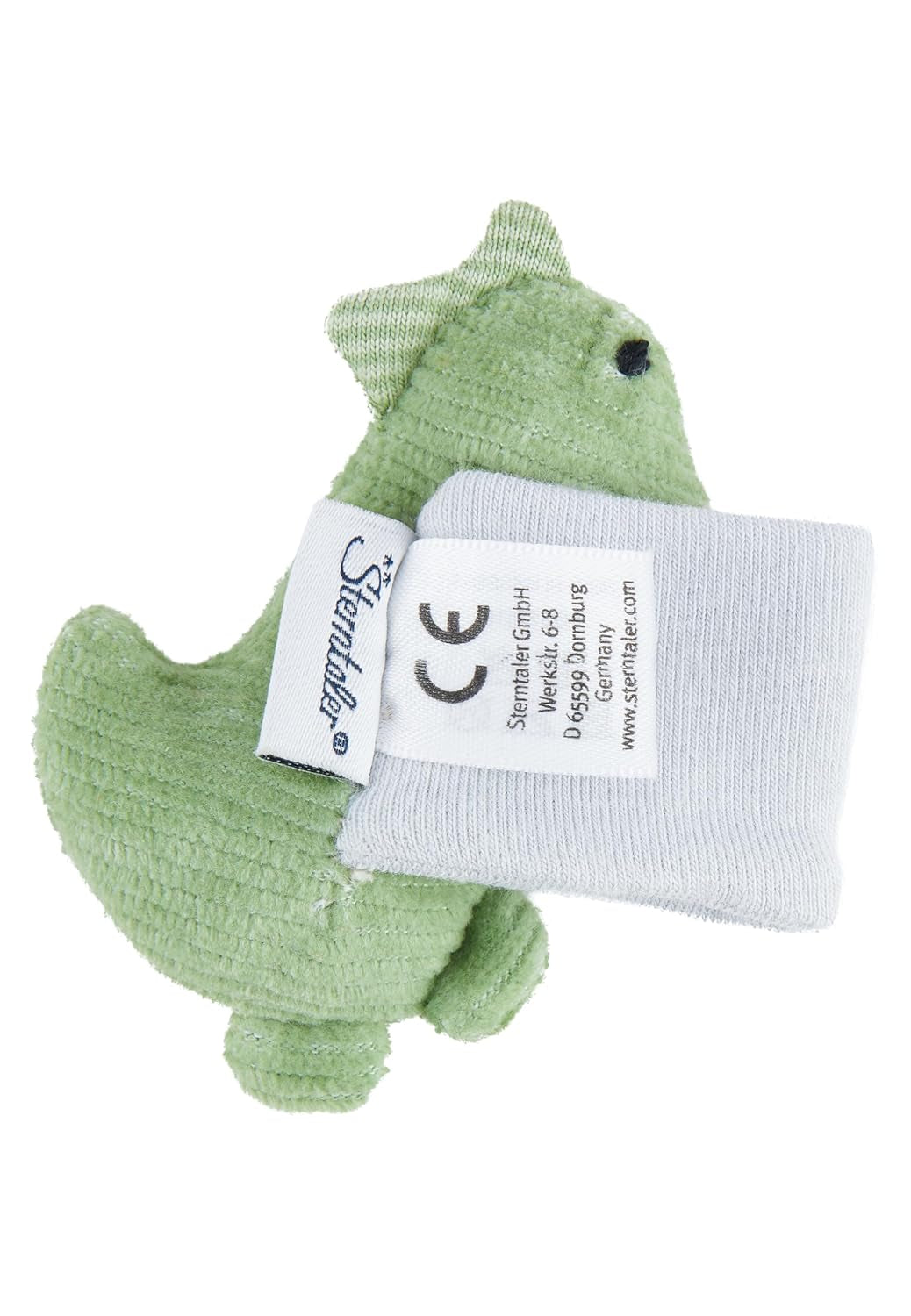 Sterntaler Dino Rexi Armrassel – Babyrassel aus weicher weicher Kordel – Babyhandrassel mit Gummiband – Babyspielzeug zum Spielen, Umarmen und Rasseln, steingrün Babyspielzeug Naty Shop