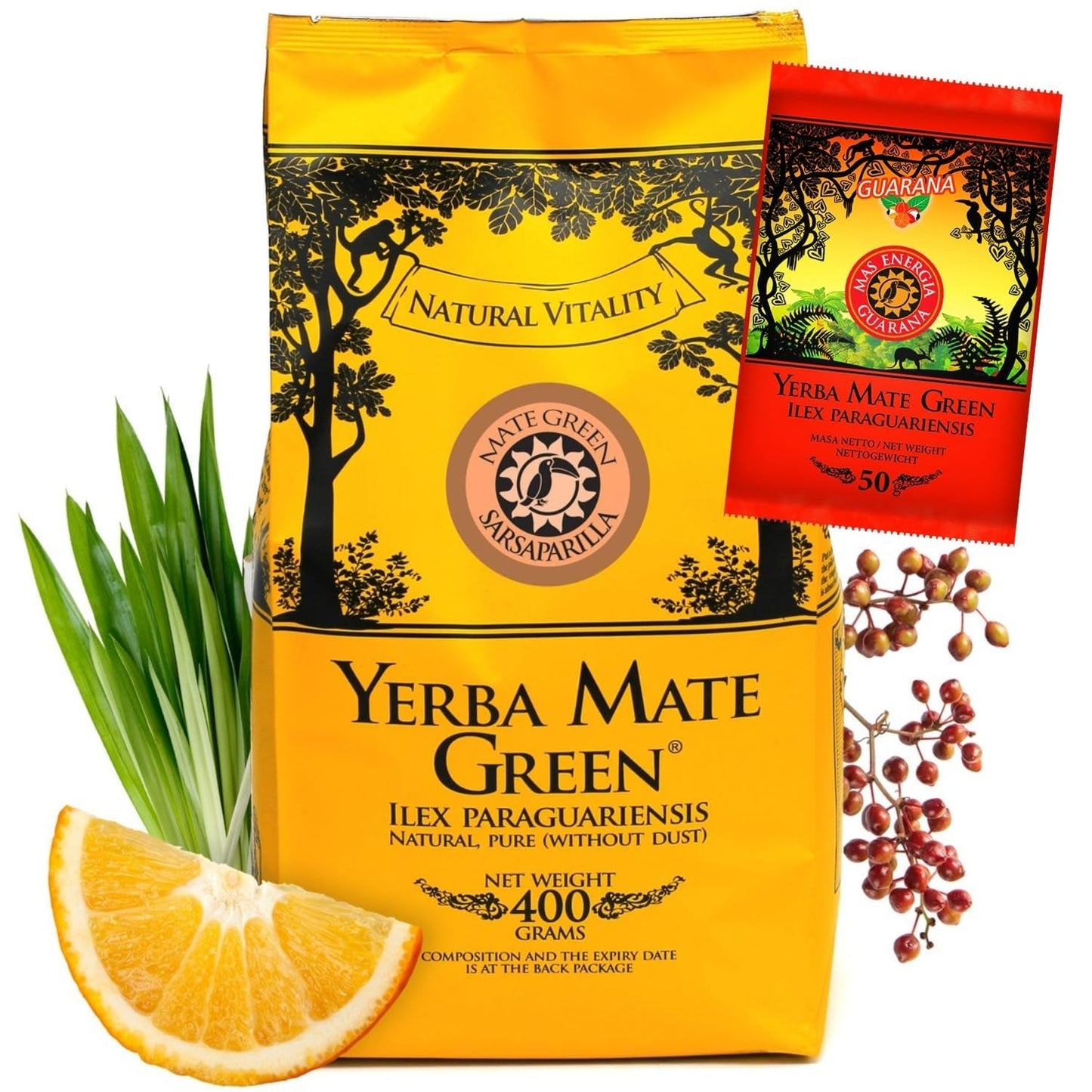 Yerba SARSAPARILLA 400G ● Süßer und erfrischender Mate-Tee ● Sarsaparilla-Blätter ● Mate-Tee aus Mate-Blättern ● Yebra Mate-Tee mit GUARANA 50G ● Yerba Mate-Tee mit losen Blättern 450G ● Vegan