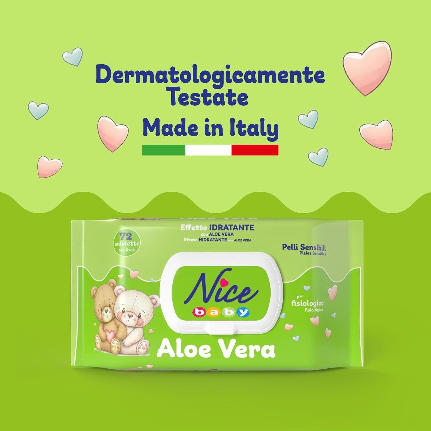 Reinigungstücher für Kinder und Babys – mit Aloe Vera und Arganöl – dermatologisch getestet – physiologischer pH-Wert – Maxiformat: Packung mit 72 Tüchern – Schön