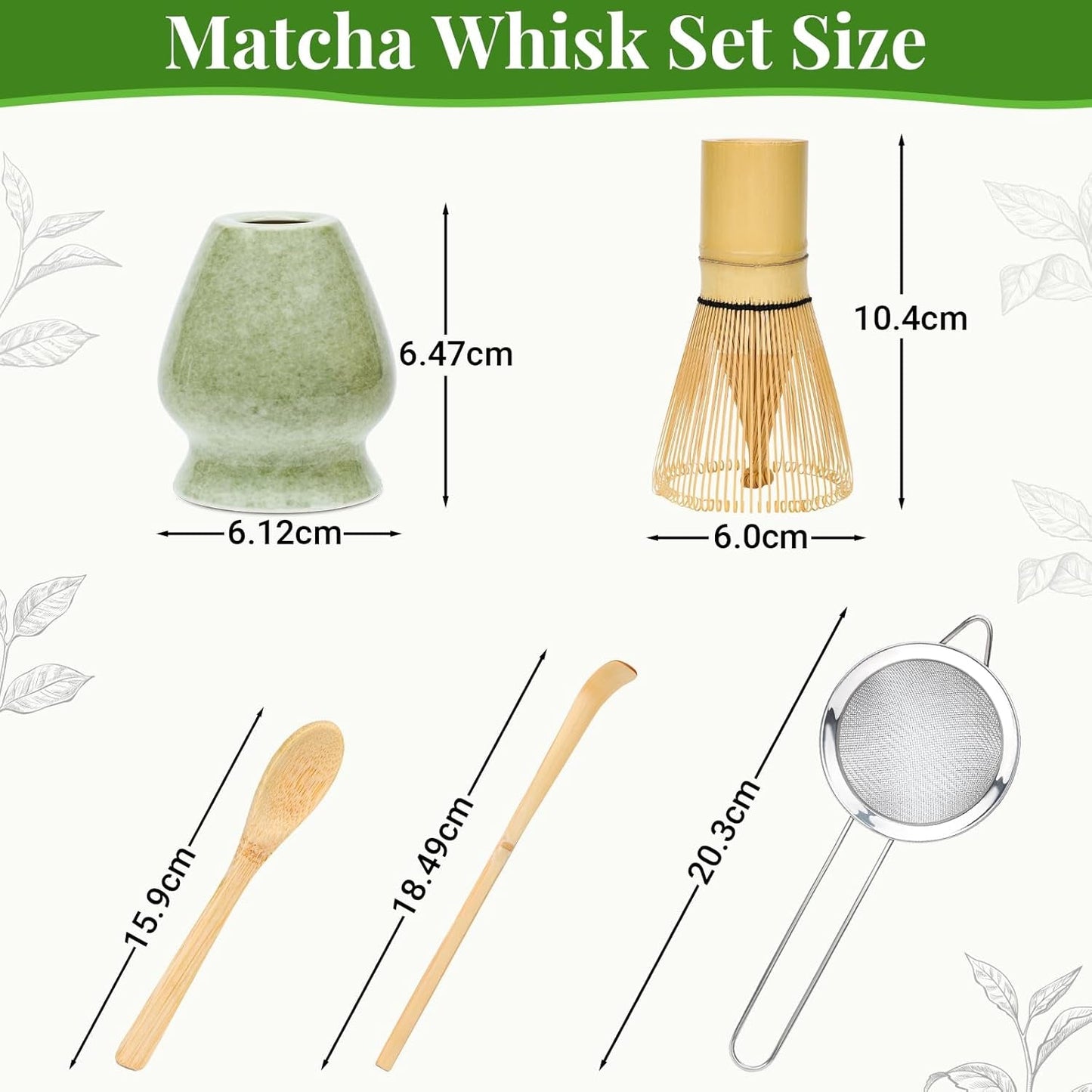 Alyvisun Matcha-Set, 5-teiliges Matcha-Tee-Set mit Matcha-Teekanne und Matcha-Teeständer, Teelöffel, Teelöffel, Matcha-Tee-Set für Matcha-Liebhaber, ideal für Anfänger und Enthusiasten