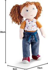 HABA Malou Puppe – 30 cm hohe Kuschelpuppe zum Spielen und Kuscheln – Weiche und waschbare Materialien – Ideale Alternative zu Plüschpuppen – Geeignet für Kinder ab 1,5 Jahren – 2010818001