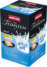 animonda Vom Feinsten Adult Cat Food, Nassfutter für ausgewachsene Katzen, mit Huhn + Milchkern, 6 x 100 g