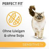 Nassfutter für Katzen Perfect Fit Sensitive 1+ mit Huhn in Soße, 12 Beutel, 12 x 85g – Premium-Nassfutter für empfindliche Katzen ab 1 Jahr, ohne Weizen und Soja, zur Unterstützung der Verdauung