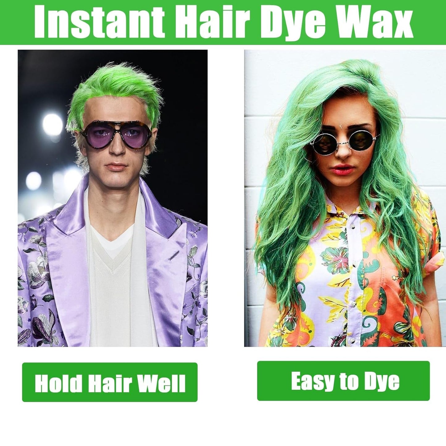 Grünes temporäres Haarwachs, Crazy Green temporäres Haarspray, waschbarer semipermanenter Schlamm, einmalige Haarfarbe, sofortige Styling-Haarpastenschlamm, natürliche Haarfarbe für Partys, Aktivitäten und Halloween Naty Shop Haarfärbemittel