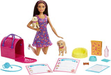 Adoption Barbie Puppy – Puppe und 2 Welpen, mit Adoptionsurkunden, Farbwechseleffekt, Käfig und Zubehör, für Kinder ab 3 Jahren, HKD 86