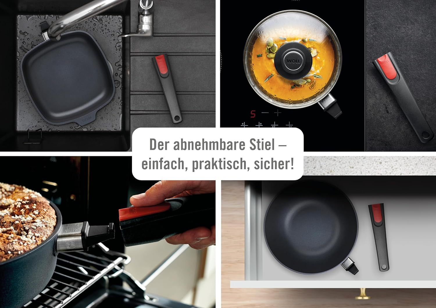 Woll Diamond Lite flache Pfanne - Induktion -, Ø 20 cm, 5 cm Höhe, mit abnehmbarem Griff - für alle Herdarten geeignet, Aluminiumguss, antihaftbeschichtete Töpfe und Pfannen Naty Shop