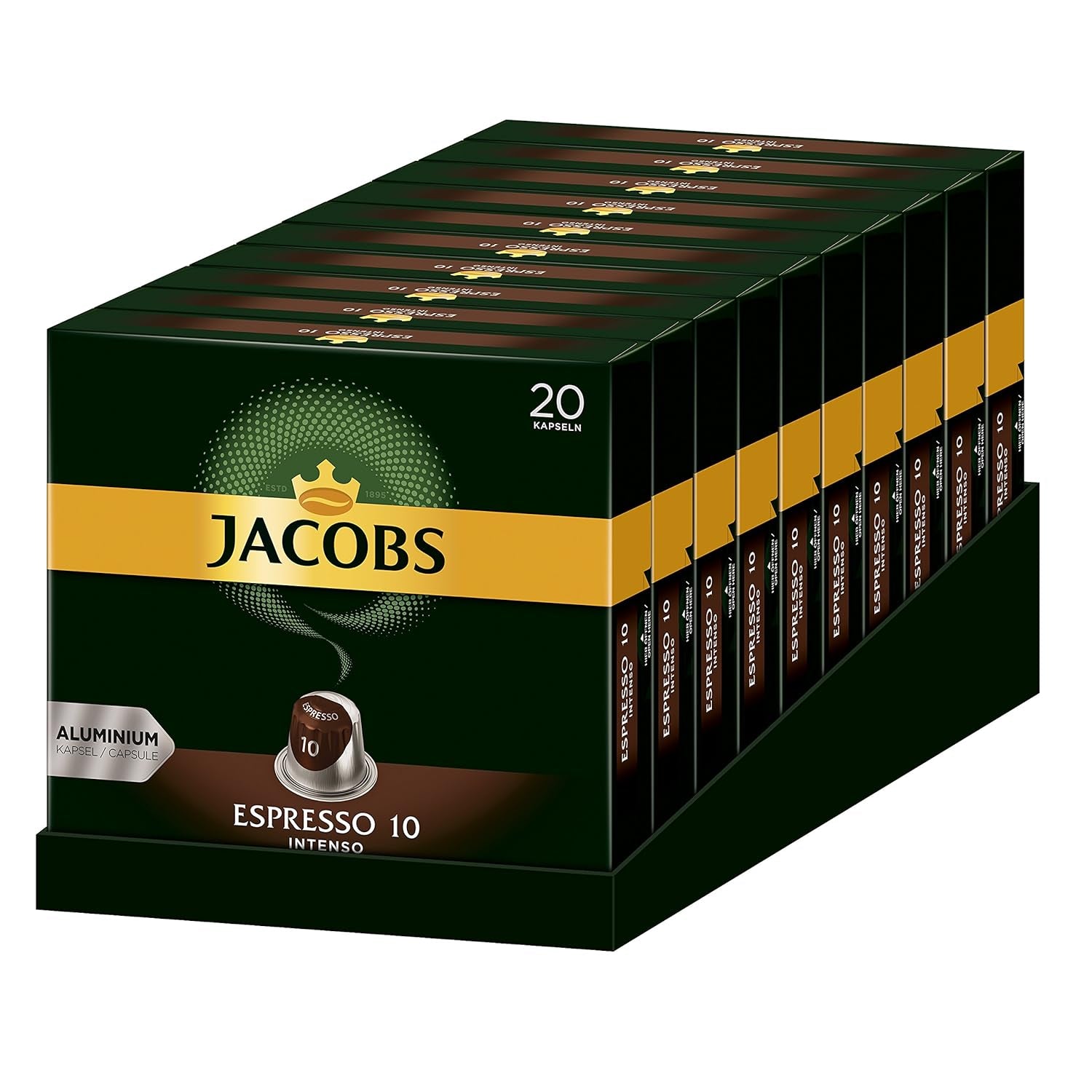 Kaffeekapseln Espresso Intenso, Intensität 10 von 12, 10 x 20 Getränke & Kaffeekapseln Lungo Decaffeinato- Intensität 6- 200 Nespresso-kompatible Kapseln, 10er Pack, 10 x 20 Getränke