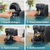 Bosch Tassimo finesse TAS162E Kapsel-Espressomaschine, 70 Getränke, intensiverer Kaffee auf Knopfdruck, automatische Abschaltung, nachhaltig, perfekte Dosierung, 1400 W, schwarz/schwarz