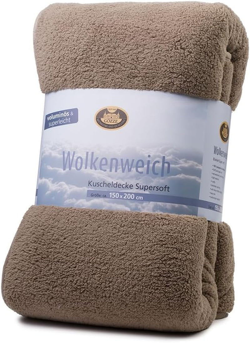 Gözze - Cloud weiche Kuscheldecke, Schaffellimitat, 100 % Polyester (Mikrofaser), 150 x 200 cm - Camel Bettdecken und Steppdecken Naty Shop Stone