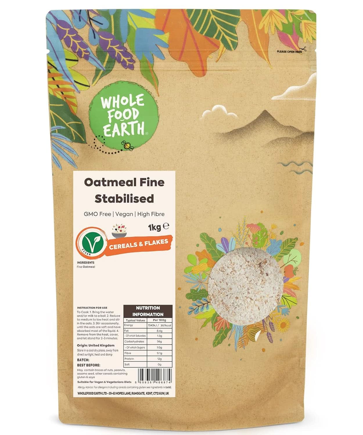 Haferflocken fein – ohne GVO – vegan – ohne Milch – ohne Zuckerzusatz 1 kg Naty Shop Cereals