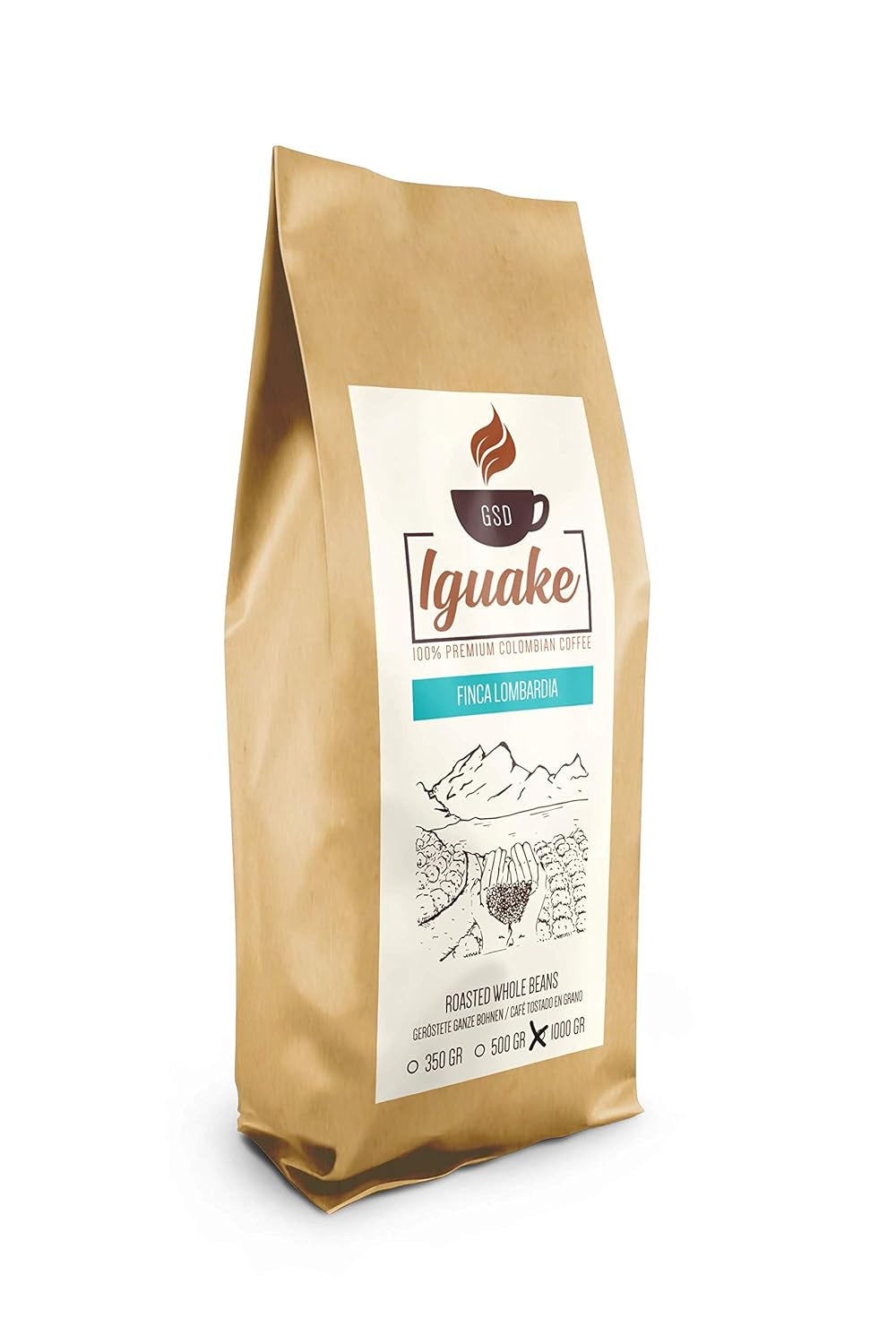 Iguaque-Kaffee 1000gr | Premium Kaffee ganze Bohnen 100% Arabica aus Kolumbien | Familienbetrieb - Single Origin Kaffeebohnen - Nachhaltige eigene Plantage im Hochland - Kräftiges Aroma