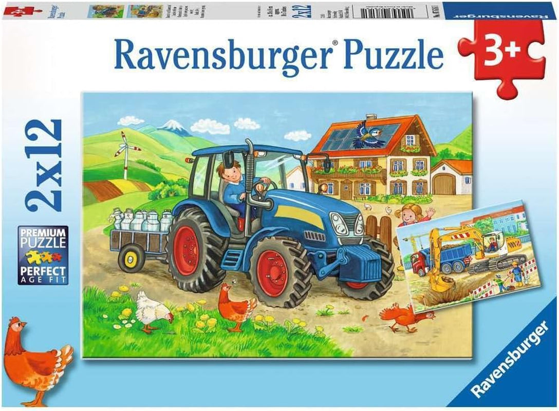 Ravensburger Puzzle für Kinder – 07616 Baustelle und Bauernhof – Puzzle für 3+ 2X12 Teile Puzzle Naty Shop Single