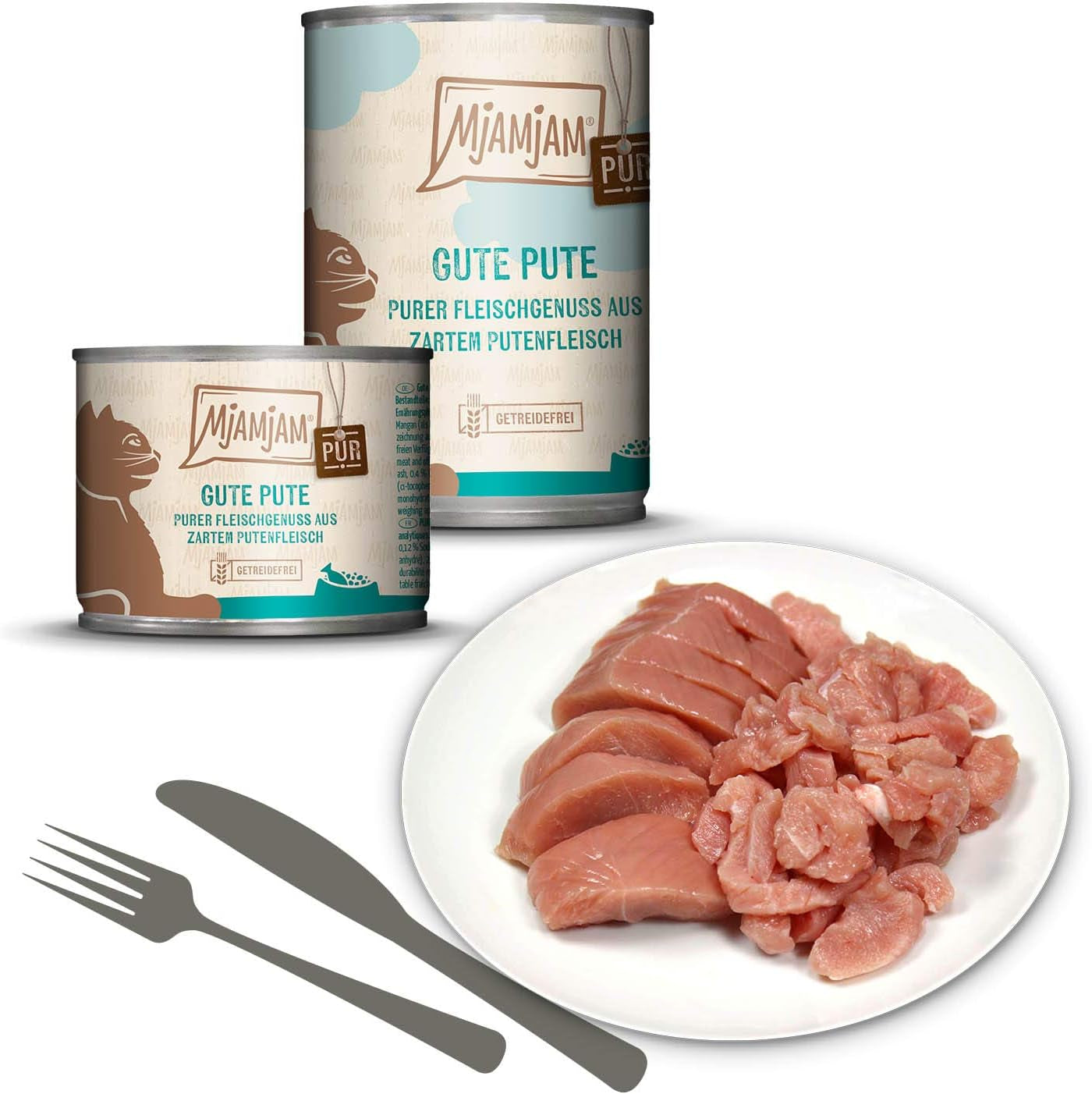 MjAMjAM – Premium-Nassfutter für Katzen – Pack Mix V – reiner Fleischgenuss, 6er-Pack (6 x 400 g), getreidefrei mit extra Fleisch