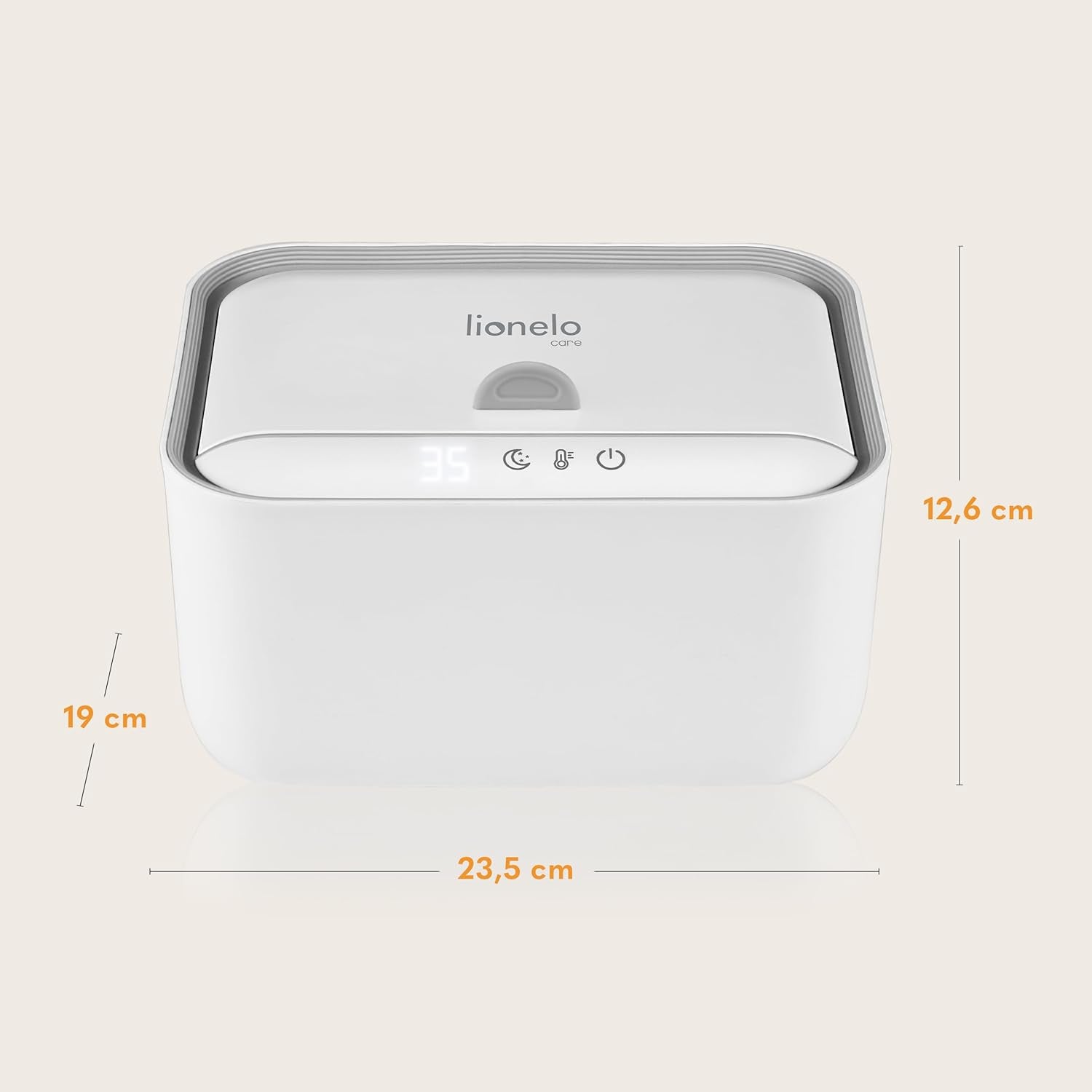 Lionelo BABYBLISS 20W Wärmer für Feuchttücher und kleine Handtücher, 20W für Babys, integriertes Nachtlicht, 3 Heizstufen, Touchpanel, hält die Tücher feucht