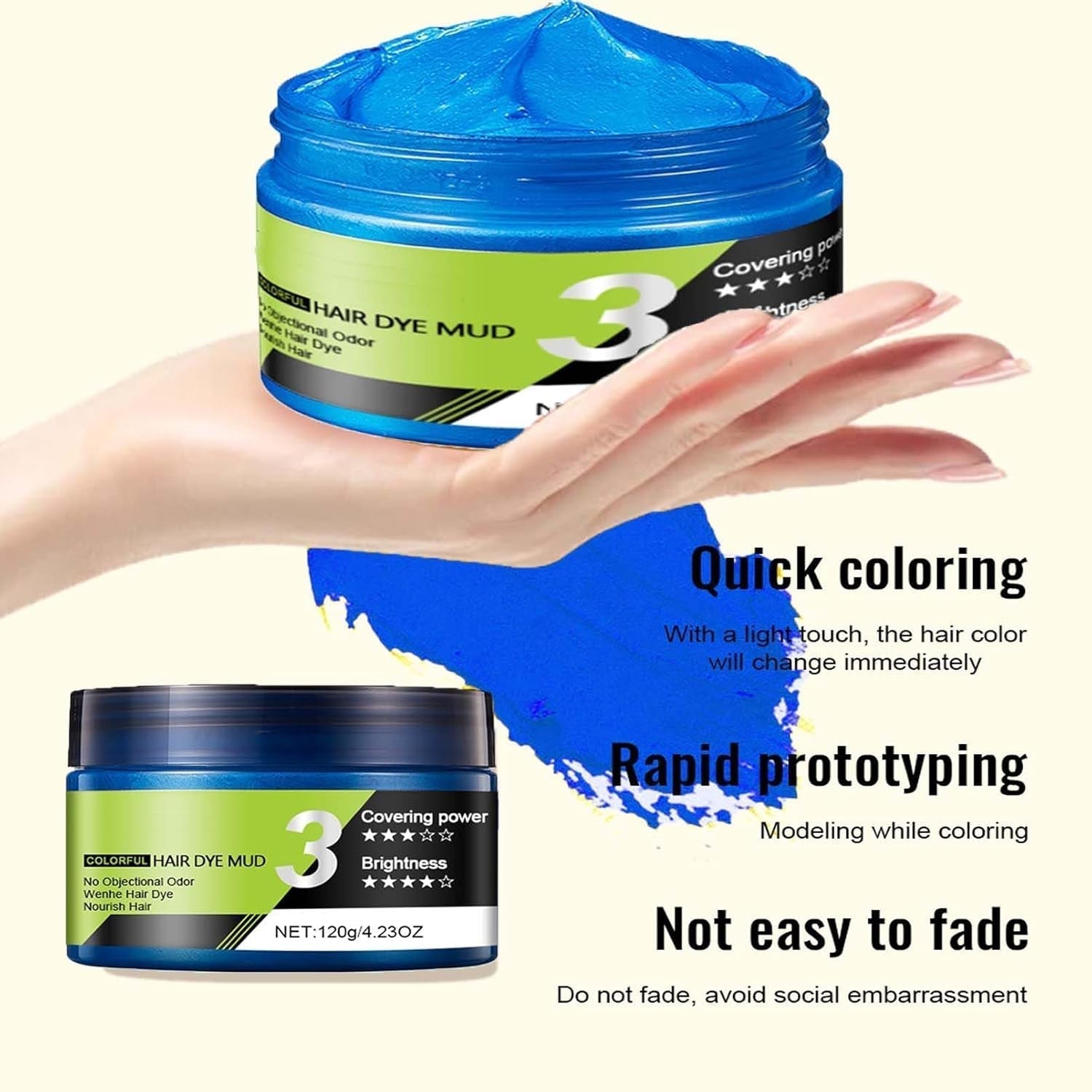 Blaues Haarwachs, temporäre blaue Haarsprayfarbe, Crazy Blue, waschbare Haarfarbe, sofortige Haarfärbung, natürliche Haarfarbe, Styling-Haare für Männer und Frauen, Party, Naty Shop Haarfärbemittel