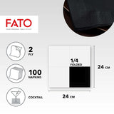 - Einweg-Papierservietten, ideal für Vorspeisen und Cocktails, Packung mit 100 Servietten, Größe 24 x 24, 4-fach gefaltet, 2-lagig, schwarze Farbe, 100 % reines Zellulosepapier, FSC-zertifiziert
