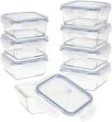 Max Home 8er-Pack luftdichte Glasbehälter, Mikrowellen-Glas-Lunchbox, wiederverschließbare Lebensmittelbehälter, 550 ml, transparente Deckel, Lebensmittelbehälter (16538). Naty Shop Lebensmittel-Aufbewahrungsboxen, Standardtitel