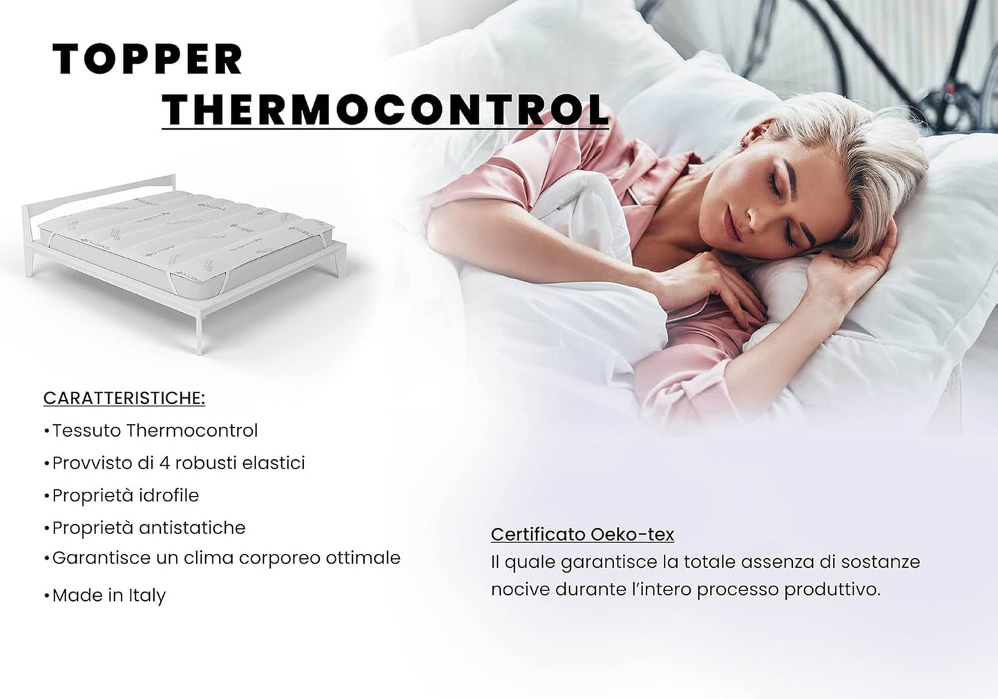 MB Home Italia, Topper, Thermocontrol, Doppelbett 160 x 195 cm Bettdecken und Steppdecken Naty Shop
