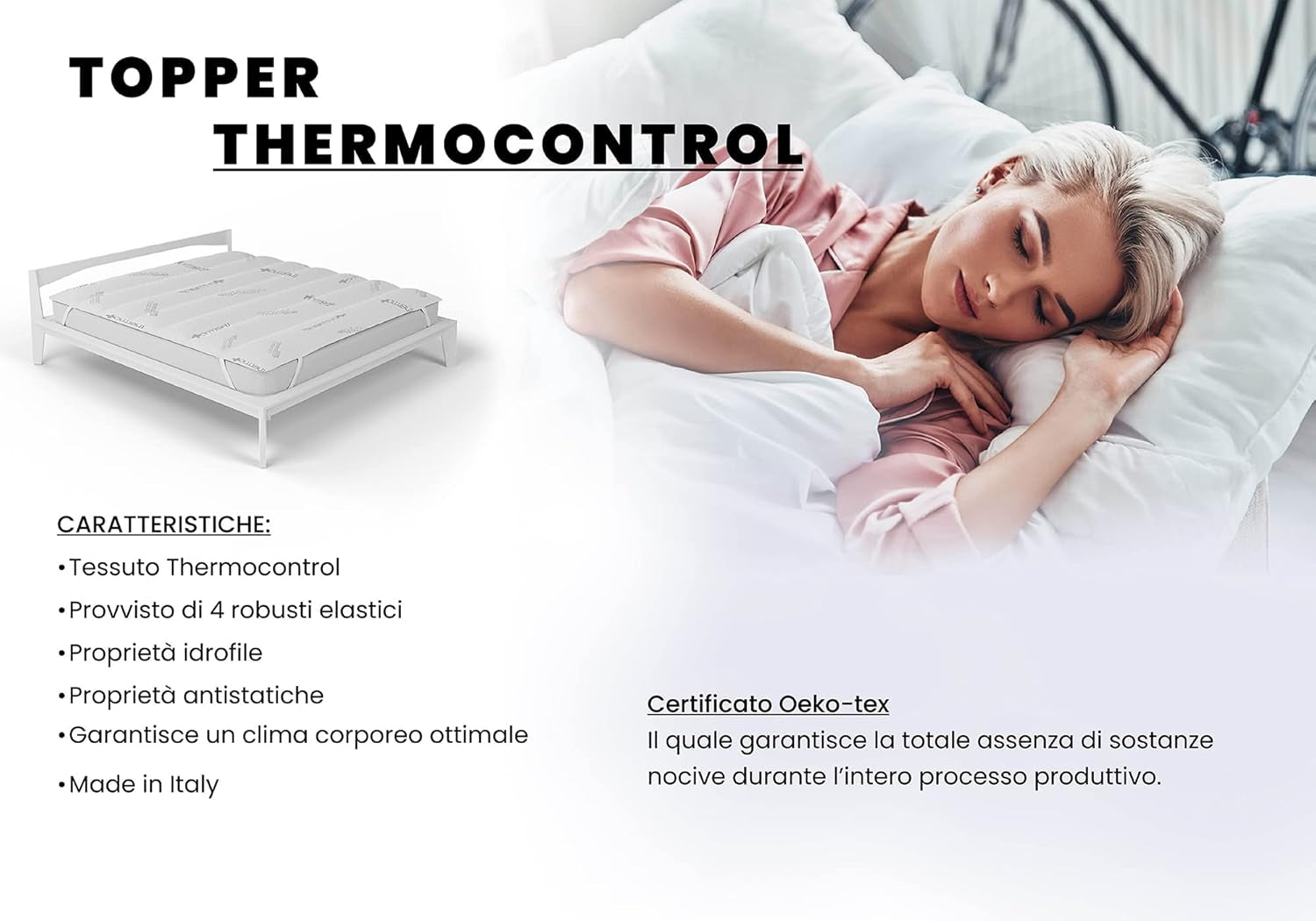 MB Home Italia, Topper, Thermocontrol, Doppelbett 160 x 195 cm Bettdecken und Steppdecken Naty Shop
