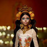 Barbie Signature Day of the Dead 2025-Puppen-Sammelfigur in cremefarbenem Kleid mit Rüschen, Ringelblumen und Schleifen, Blumenkrone im Haar und Calavera-Gesichtsbemalung, JBJ05